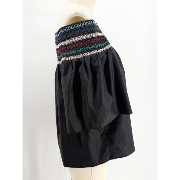 Anthropologie PARKER Off the Shoulder Poplin Embroidered 3/4 Sleeve Yasmin Top M - Picture 3 of 7